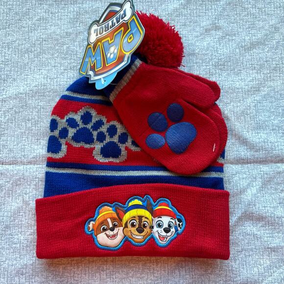 New Toddler Paw Patrol Hat and Mitten Set - Picture 2 of 3